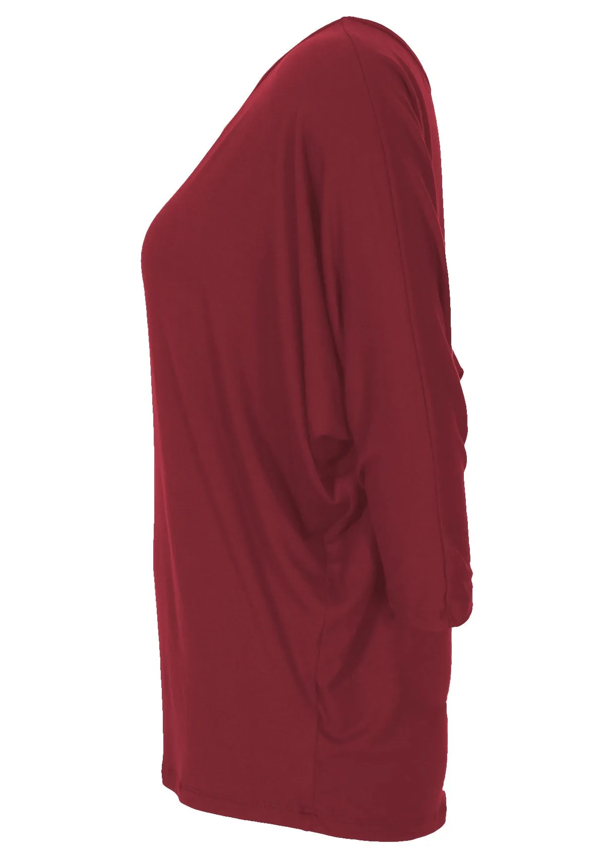 3/4 Sleeve Batwing Top Maroon