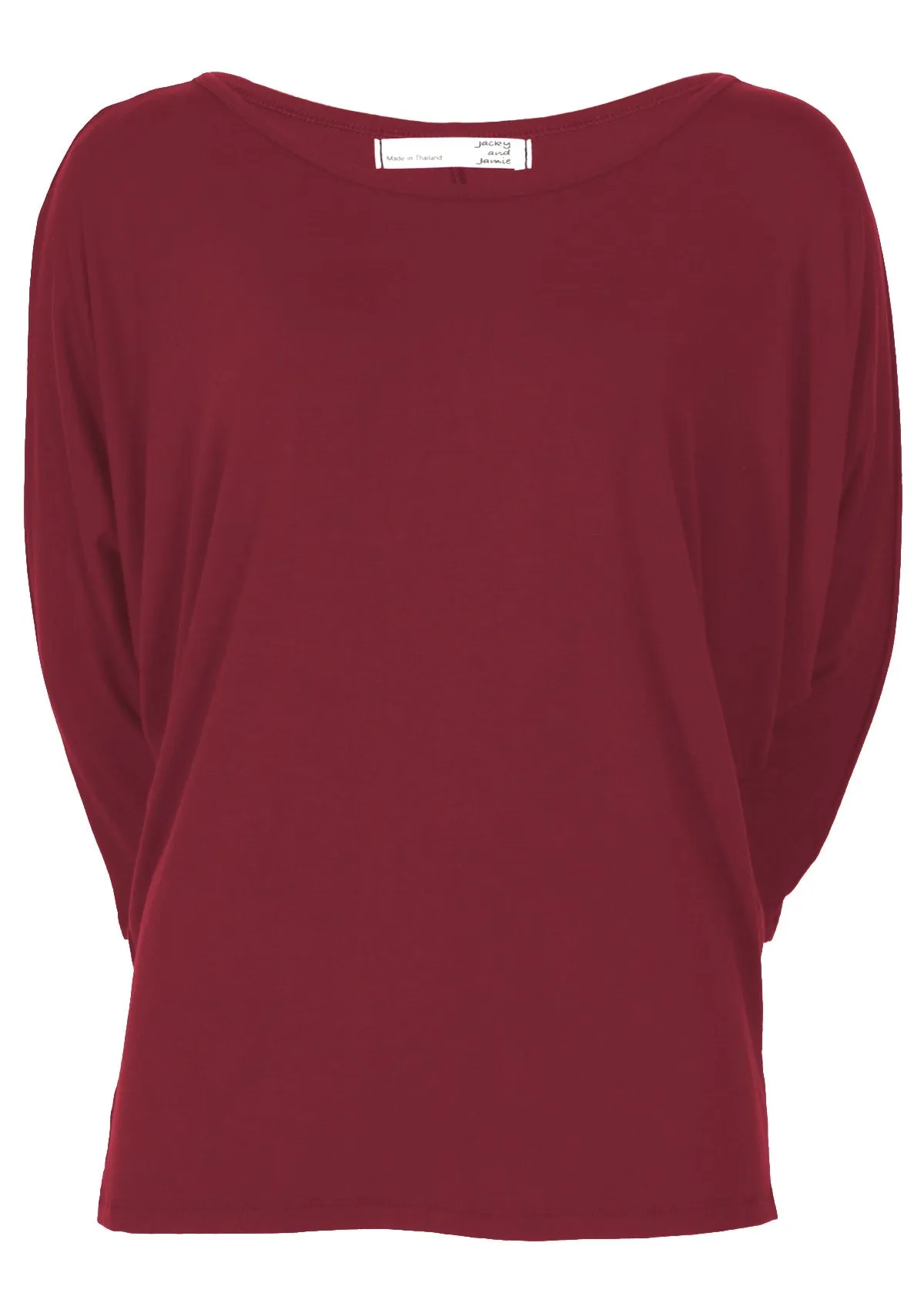 3/4 Sleeve Batwing Top Maroon