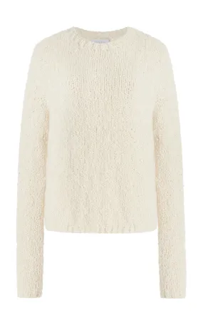 Abrams Knit Sweater in Ivory Cashmere Boucle