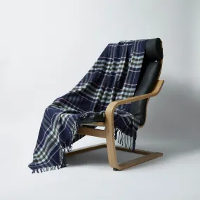 Checked Cashmere Blanket | Navy, Green and Pink | Lomond