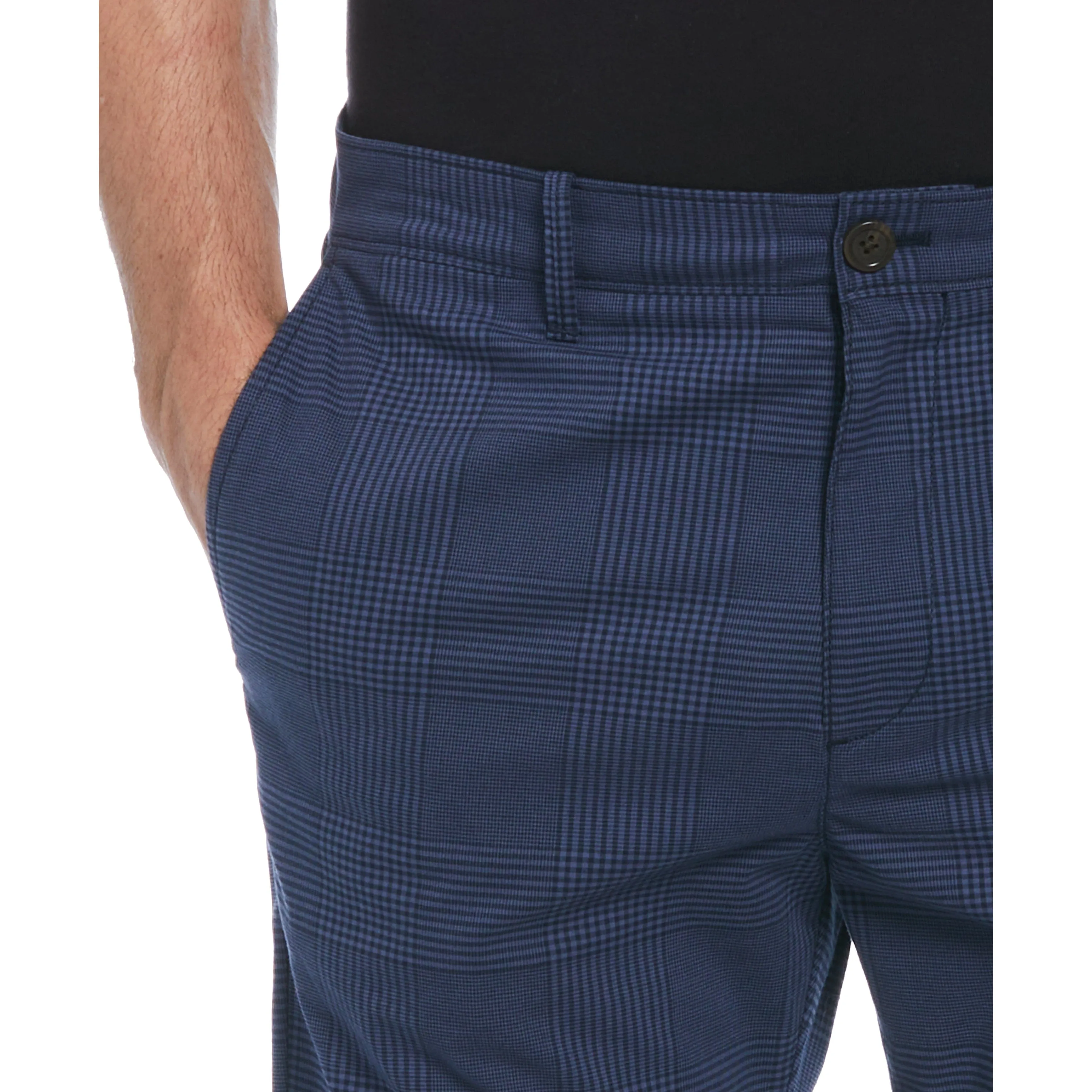 Cotton Blend Slim Fit Plaid Pants