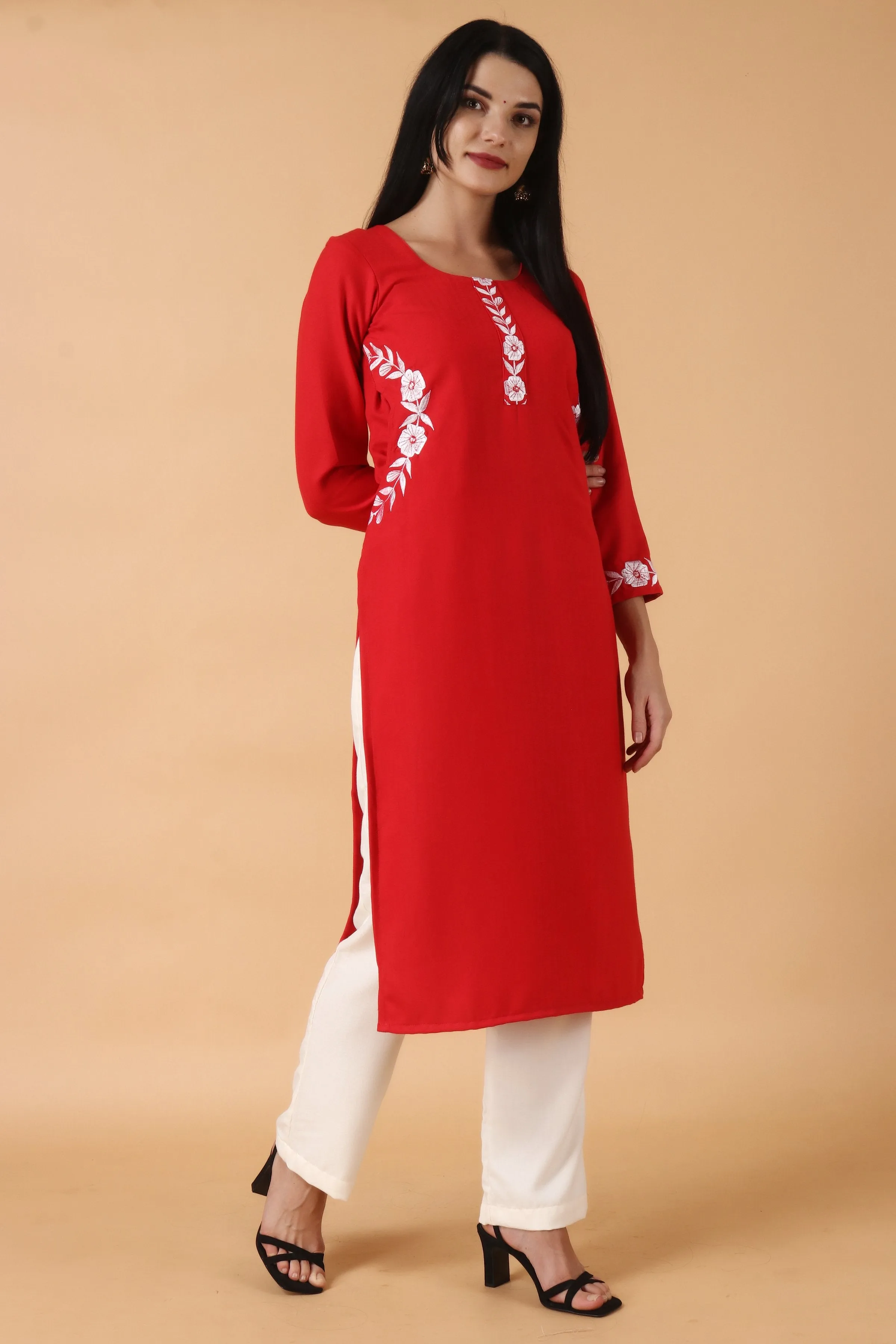 Fiery Tomato Woollen Kurta