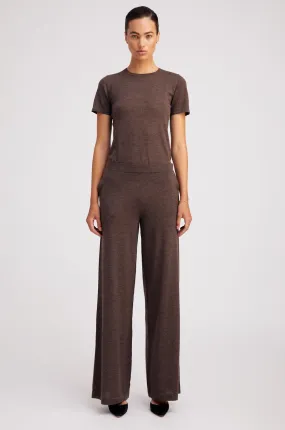 Heather Brown Ultra Fine Cashmere Wide Leg Pants