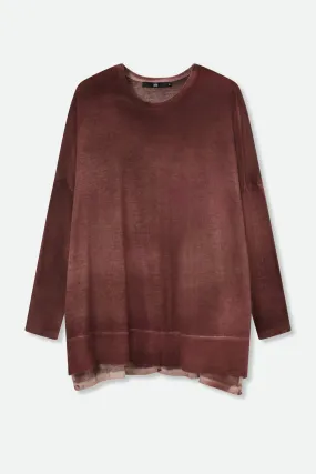 HENRY BOYFRIEND CREW IN HAND-DYED CASHMERE BROWN