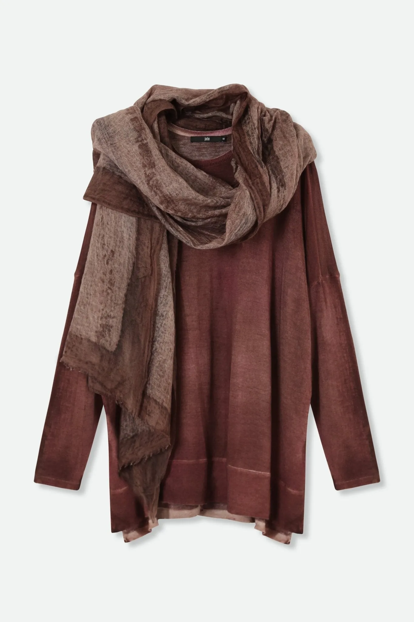 HENRY BOYFRIEND CREW IN HAND-DYED CASHMERE BROWN