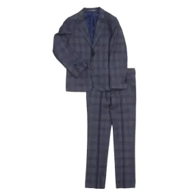 Isaac Mizrahi Boys Slim 2 Piece Grey Plaid Suit_ST2536