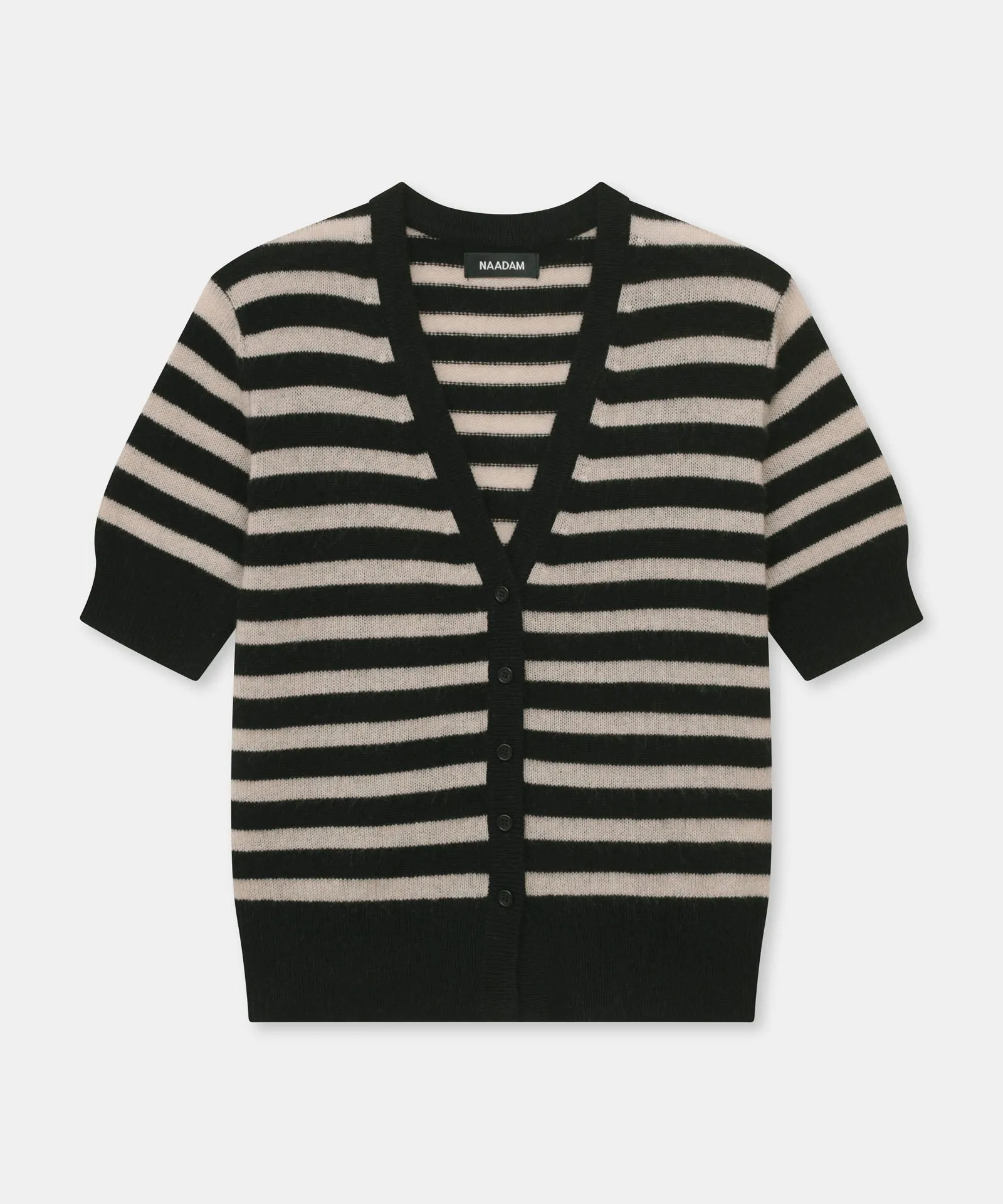 Lightweight Cashmere Striped Short Sleeve Cardigan