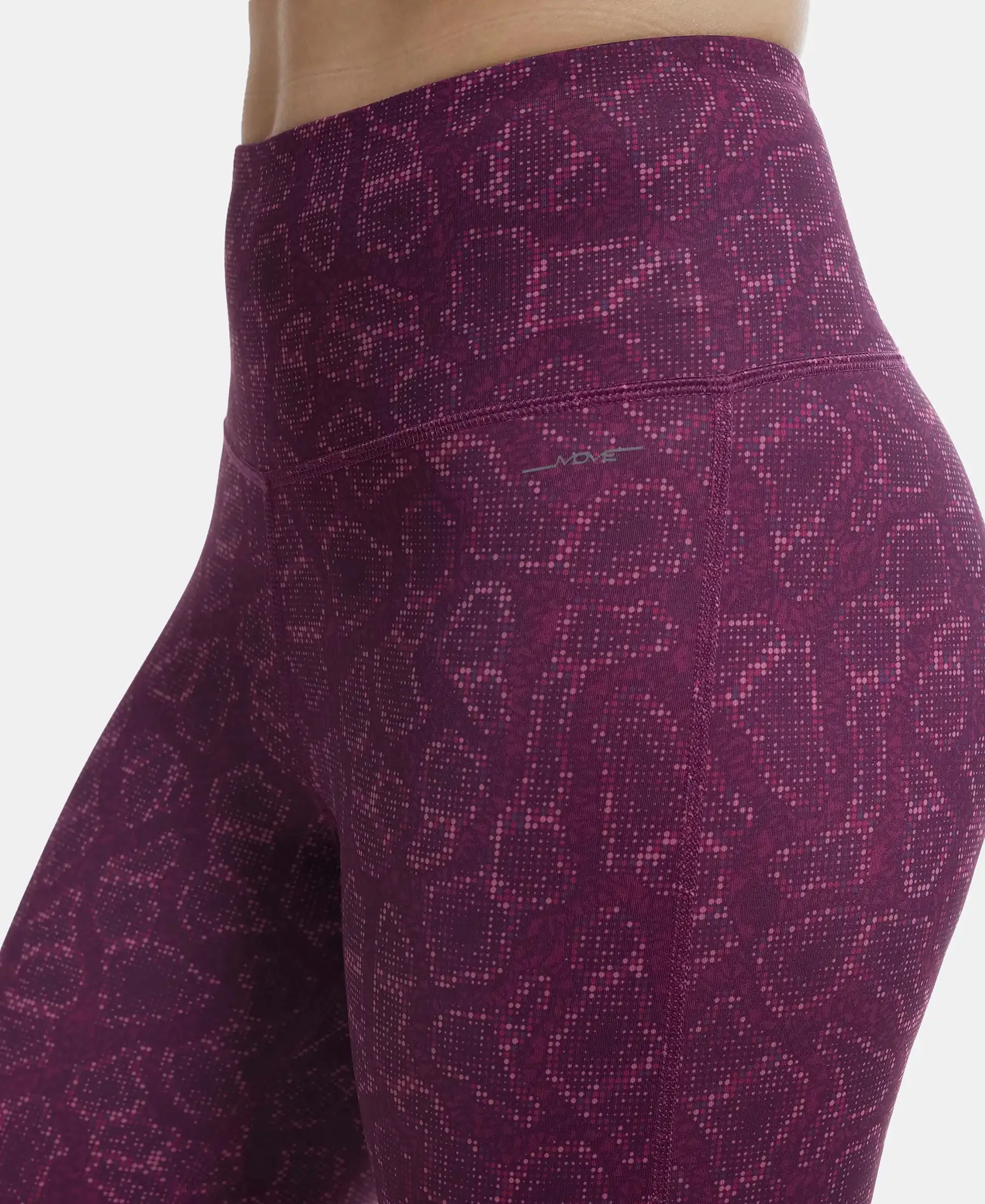 Microfiber Elastane Stretch Performance 7/8th Leggings with Broadwaistband & Back Pocket - Grapewine Print