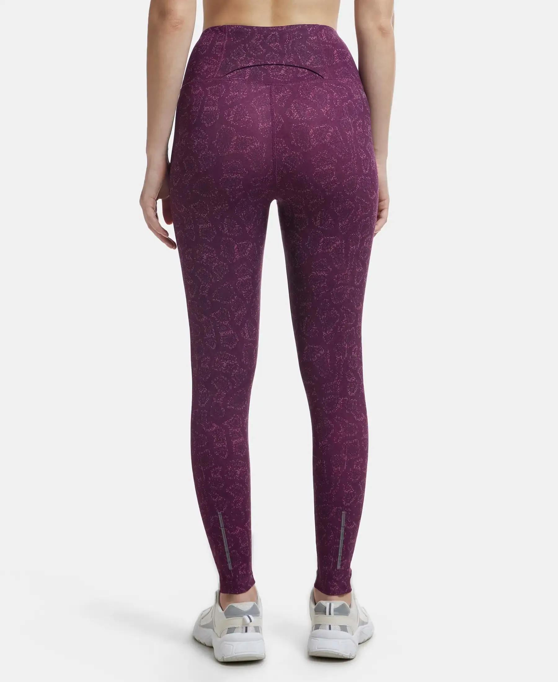 Microfiber Elastane Stretch Performance 7/8th Leggings with Broadwaistband & Back Pocket - Grapewine Print