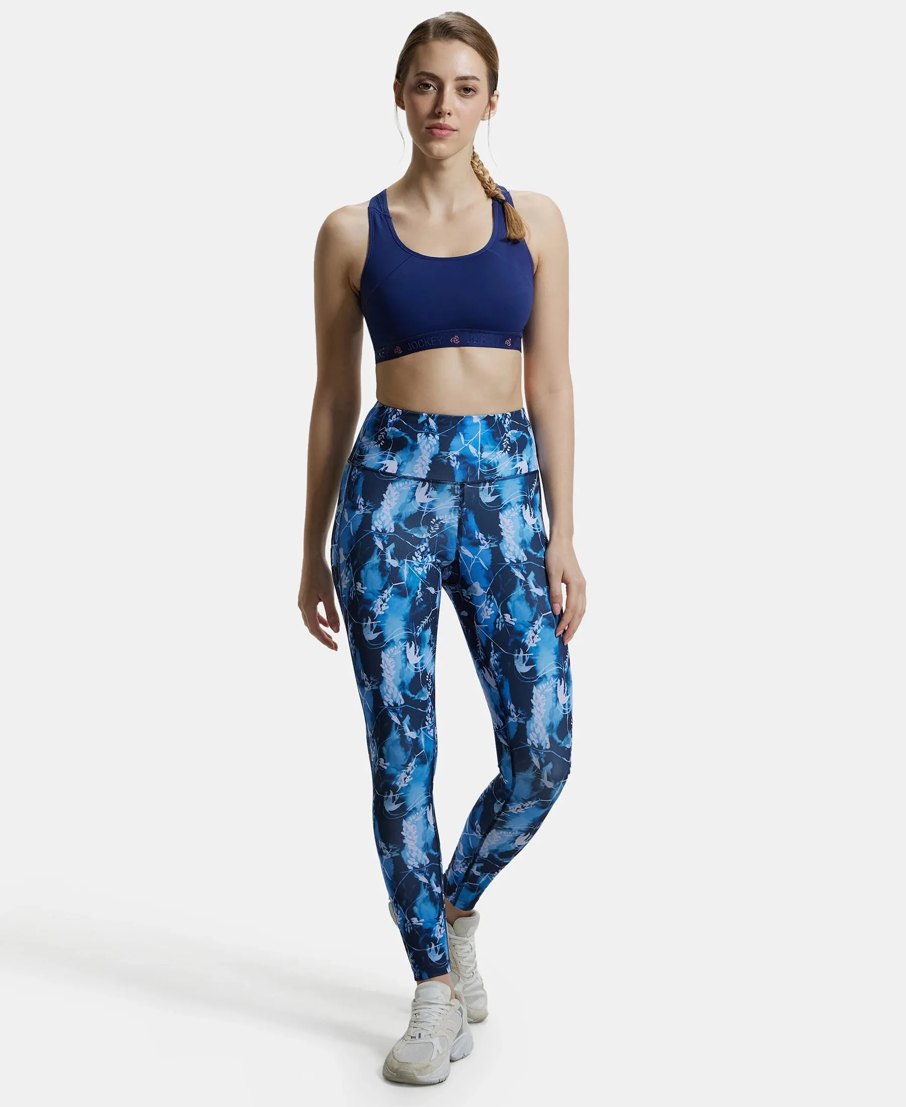 Microfiber Elastane Stretch Performance 7/8th Leggings with Broadwaistband & Back Pocket - Sky Captain Printed