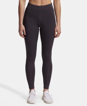 Microfiber Elastane Stretch Performance Leggings with Broad Waistband - Forged Iron