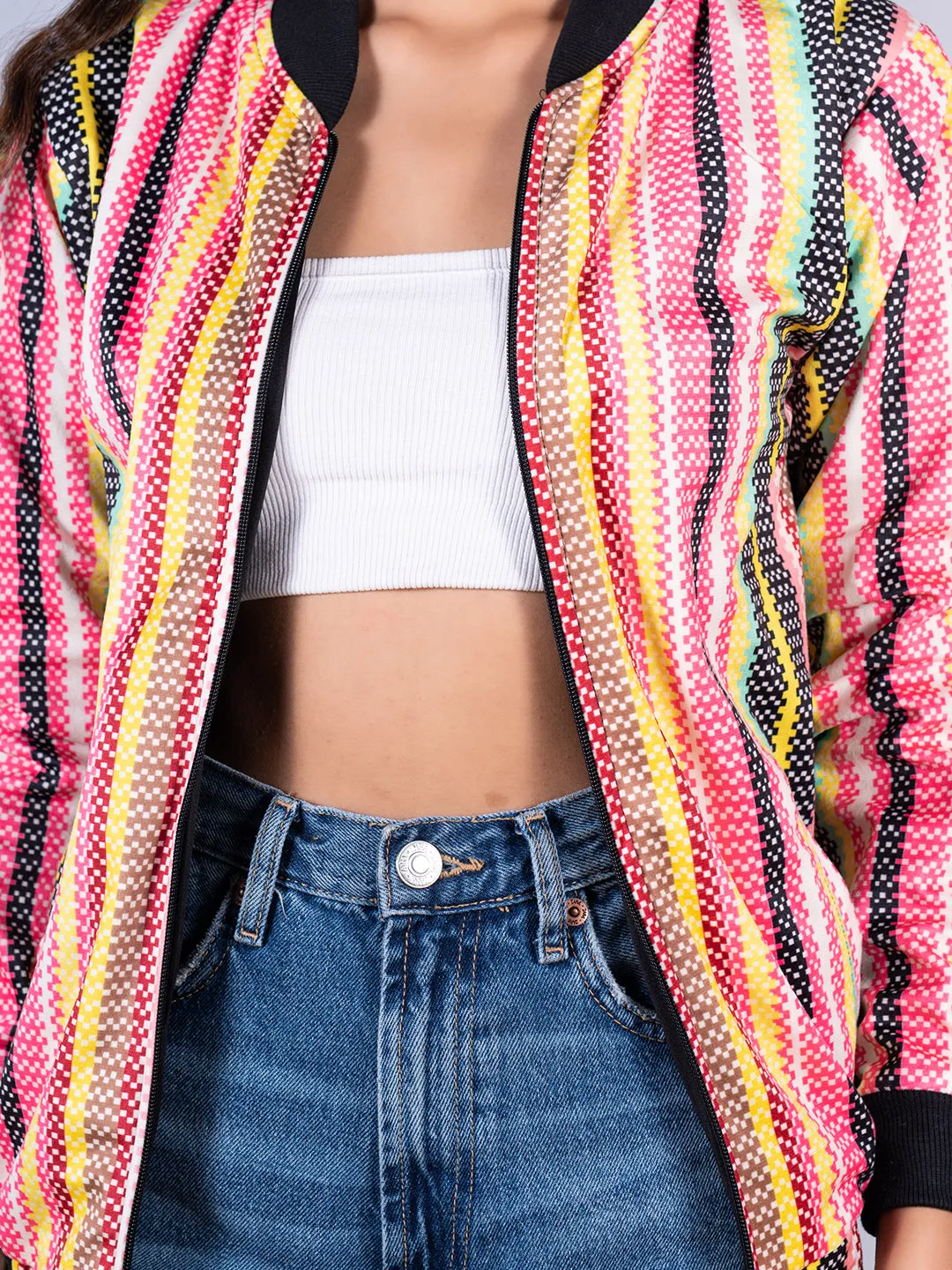 Multicolor Striped Velvet Jacket