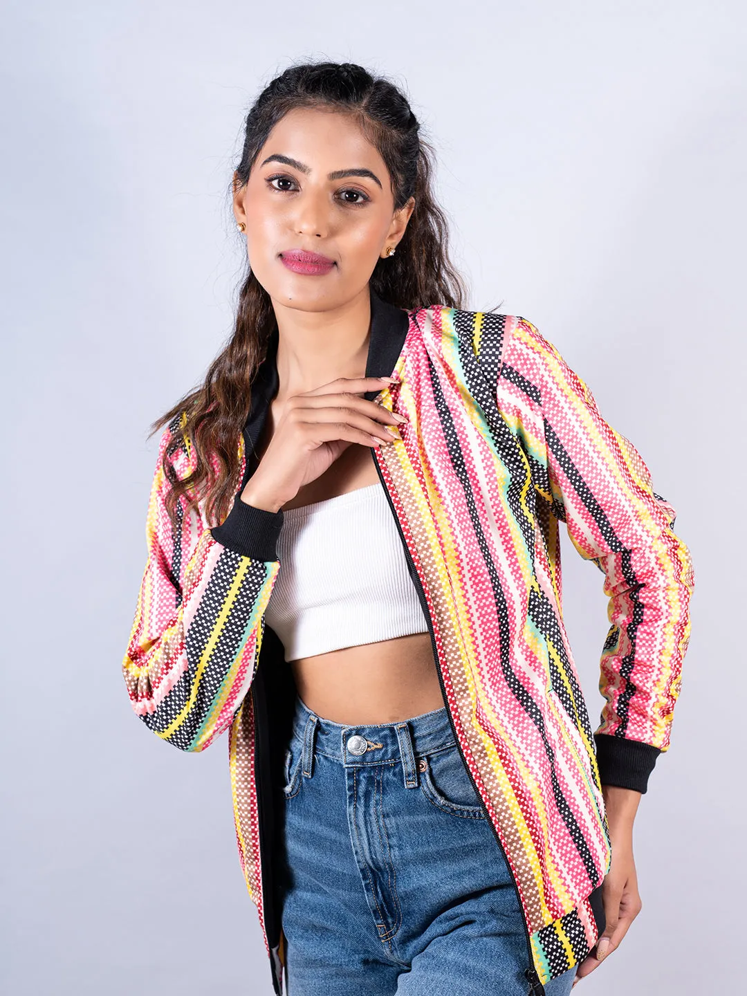 Multicolor Striped Velvet Jacket