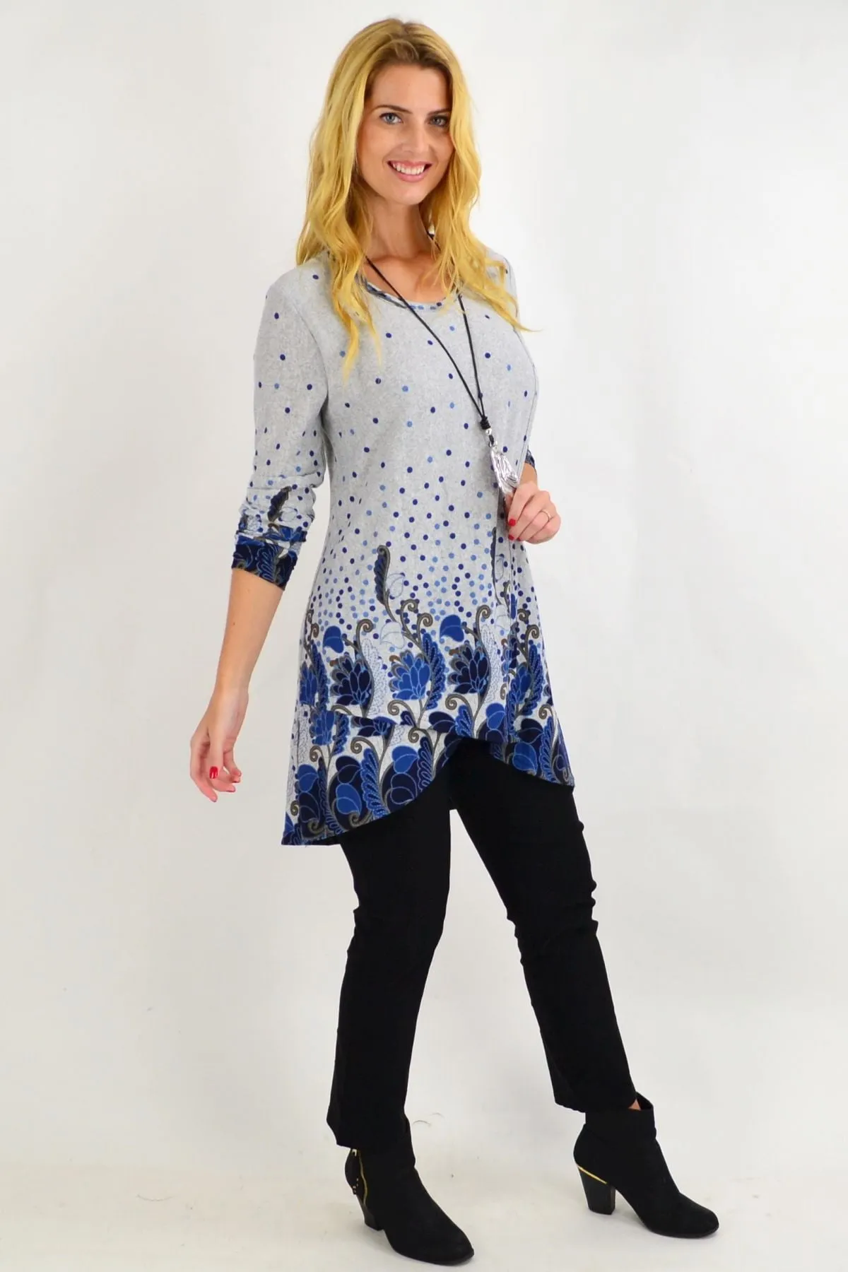 Navy Blue Floral Ferguson Tunic Top