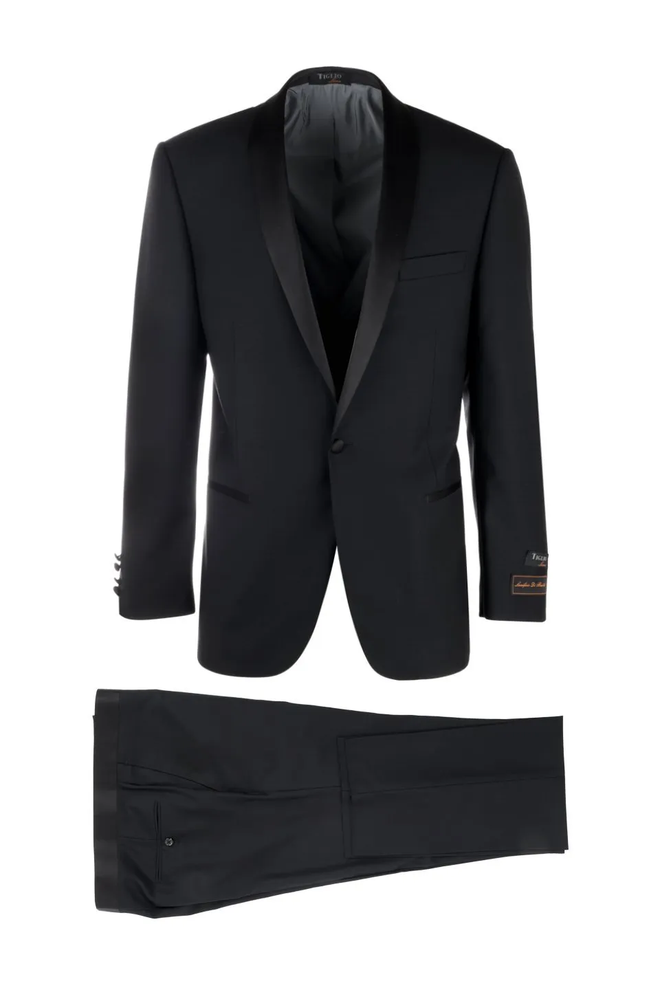 "Beckham" Black 1-Button Shawl Tuxedo (2-Piece Set)