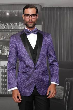 "Bellagio" Purple 1-Button Notch Tuxedo (4-Piece Set)