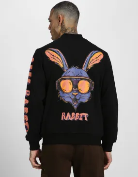 Rabbit Black Back Graphic Printed Jacket