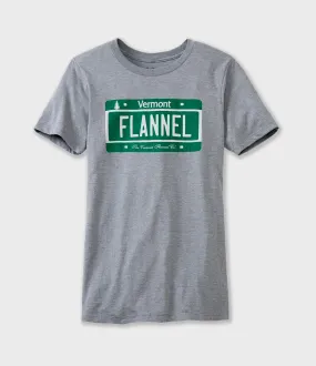 Vermont Flannel License Plate Graphic T-Shirt optimized for e-commerce could be:

Vermont-Inspired Flannel Graphic T-Shirt with License Plate Design